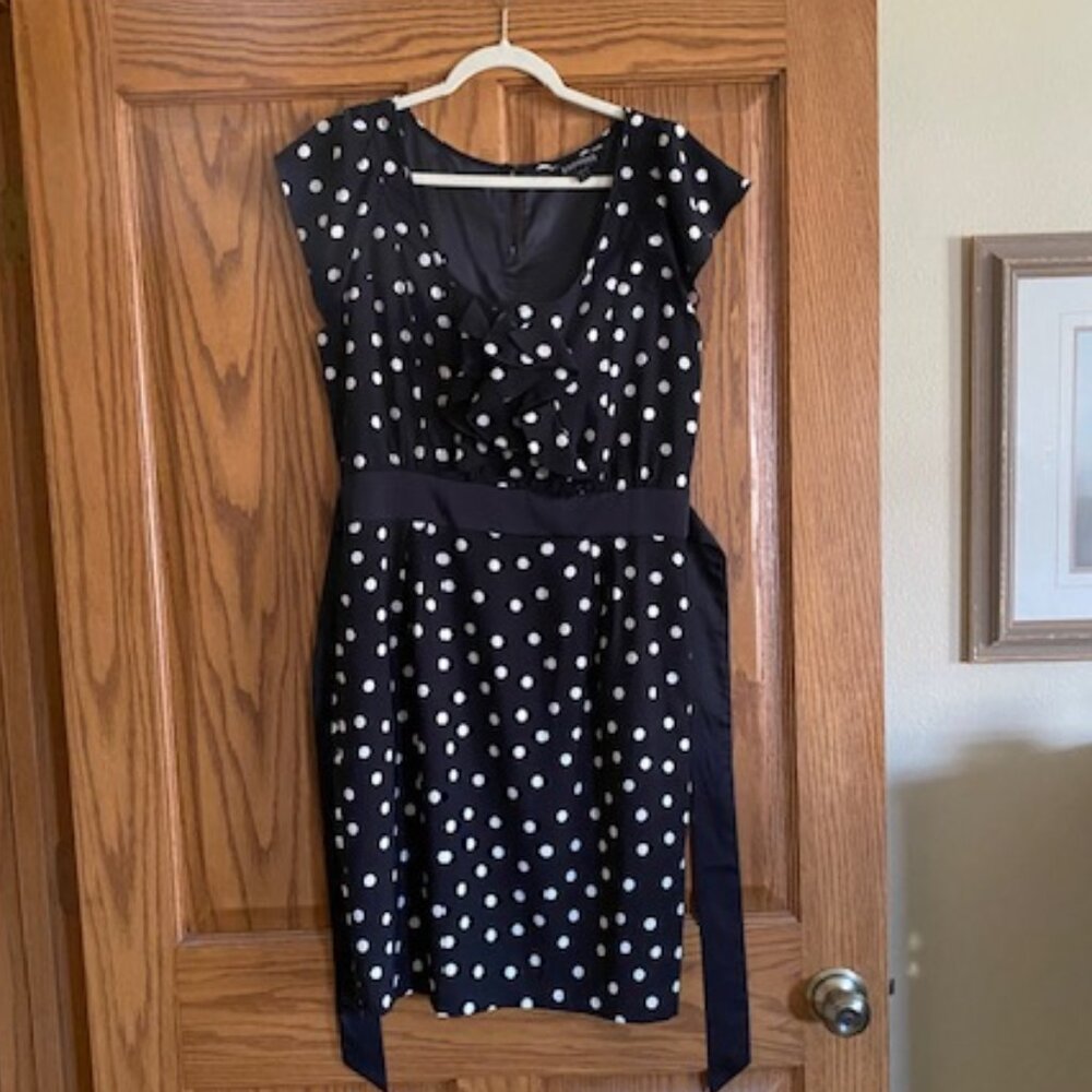Express party dress, size 10, black with white polka dots